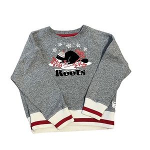 Roots Kids Gray Soft Velvet Beaver Sweatshirt Cuff Sleeves, Kids Size 5T